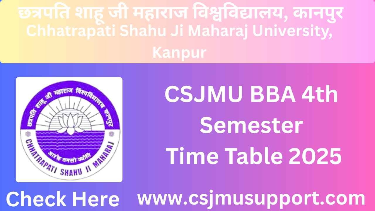 CSJMU BBA 4th Semester Time Table 2025 PDF Download