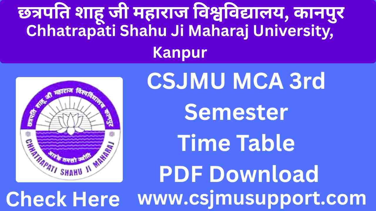 CSJMU MCA 3rd Semester Time Table PDF Download